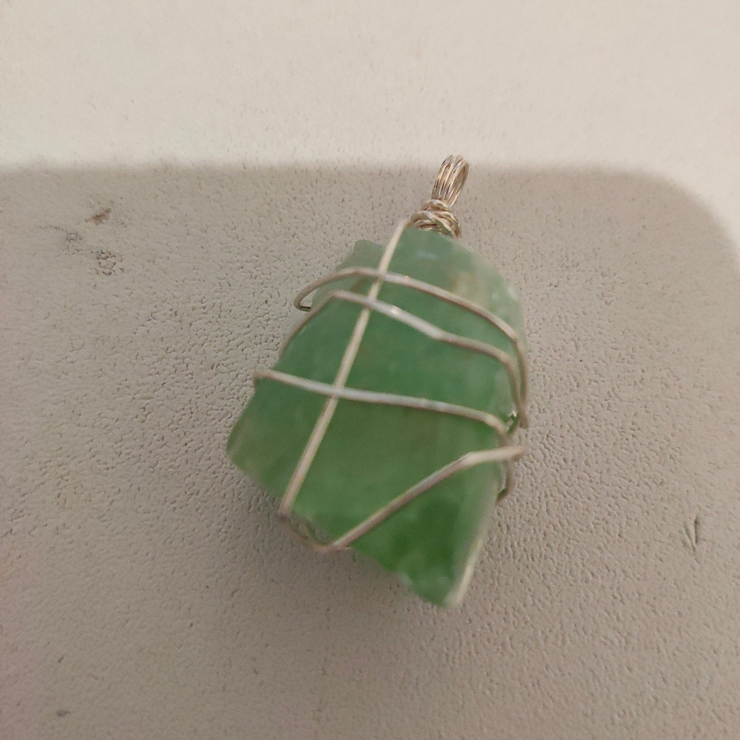 Wire Wrapped Green Calcite Pendant