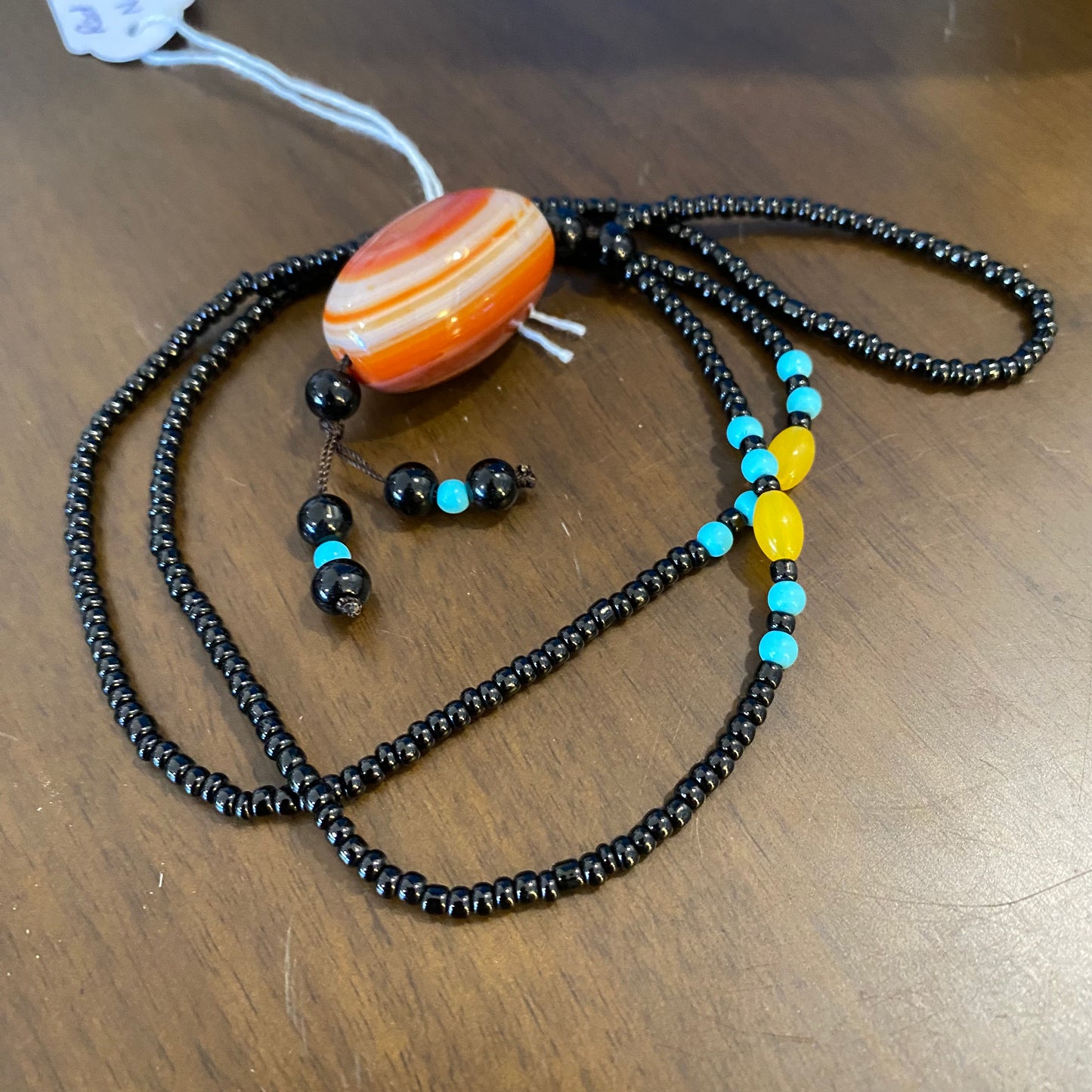 Sardonyx Necklace with Obsidian Bead