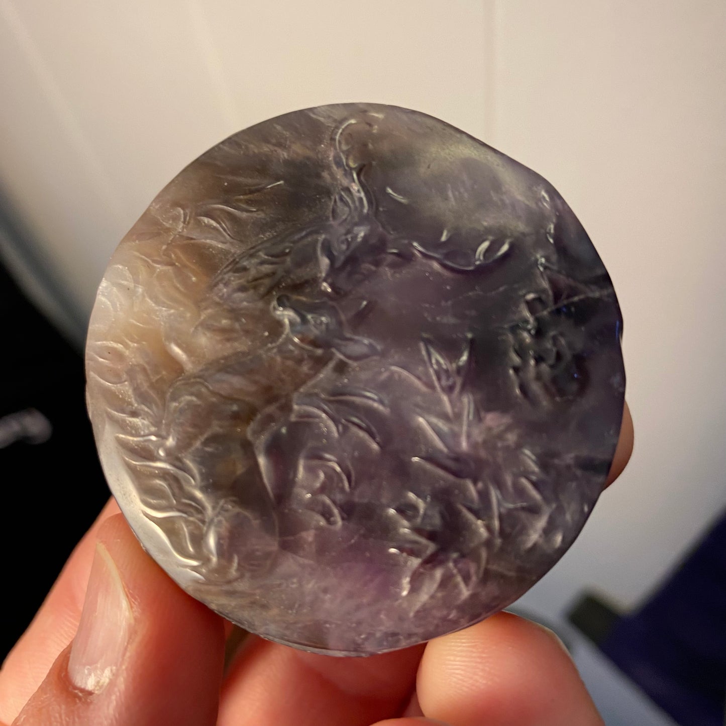 Fluorite Round Carving Doe and Deer